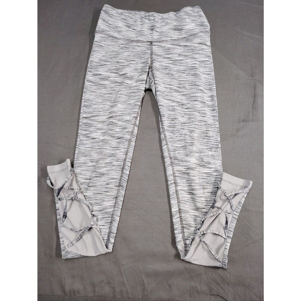 Champion Light Gray Space-Dye Capri Jeggings with Lattice Straps